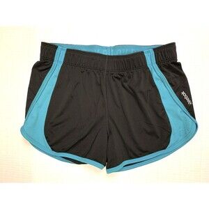 Reebok Play Dry Womens Size  M Black Aqua Blue Athletic Running Shorts Elastic
